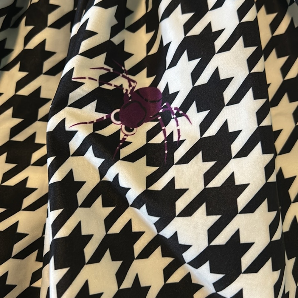 Unique Vintage Houndstooth With Purple Spider Dress - Picture 2 of 4